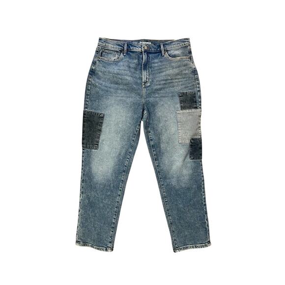 SONOMA life + style Denim - NWOT Sonoma Girlfriend Jeans Women's Size 16 Blue Denim Stretch Patches Ankle